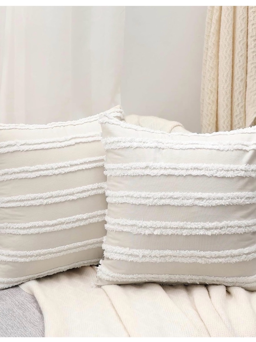 Cream Textured 18x18 pillow case set of 2